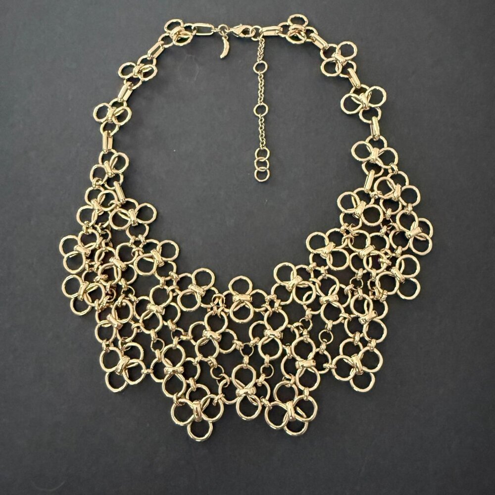 NWOT Banana Republic Multi Circle Statement Necklace Gold Tone Adjustable - Picture 3 of 12